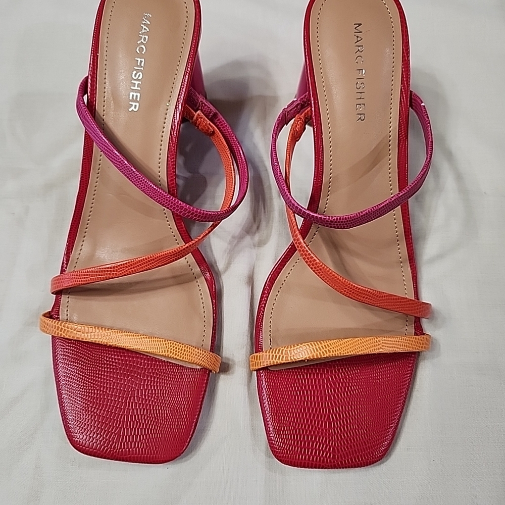 Marc Fisher Women's Red and Orange Strappy Heels